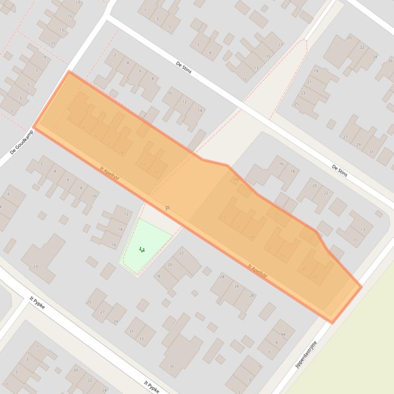 Kaart van postcodegebied 9074BH.