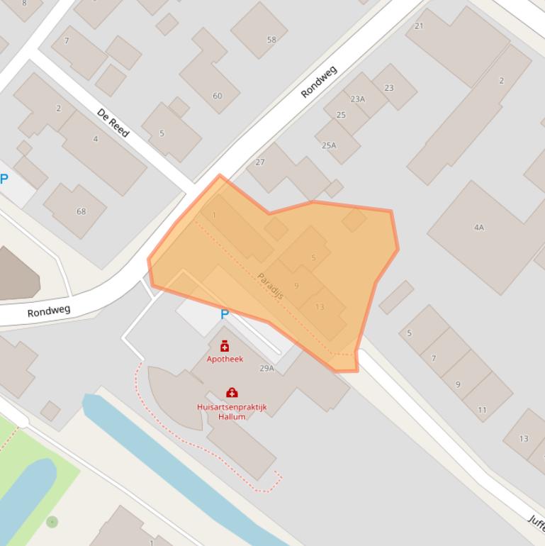 Kaart van postcodegebied 9074BT.