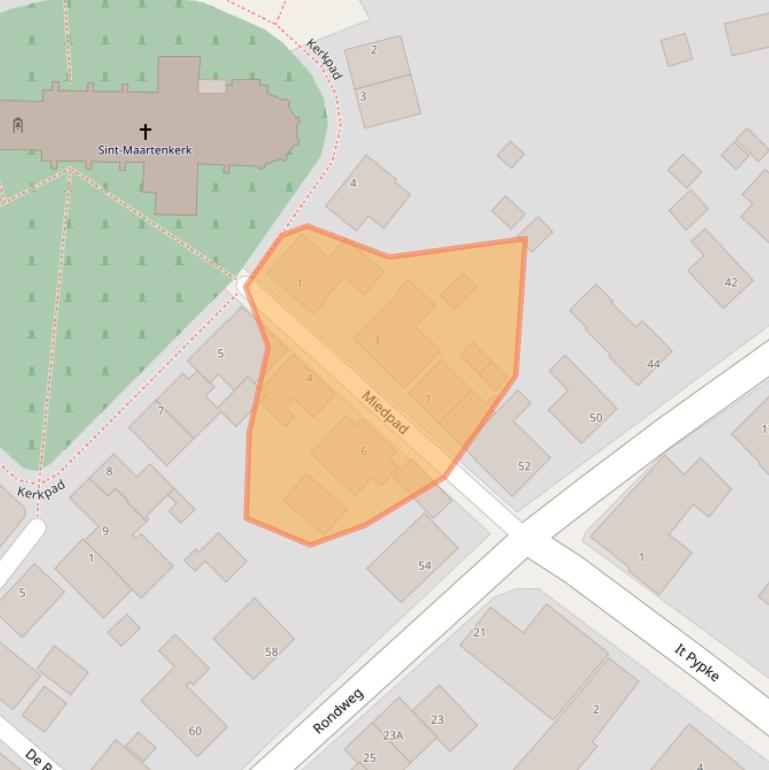 Kaart van postcodegebied 9074BZ.