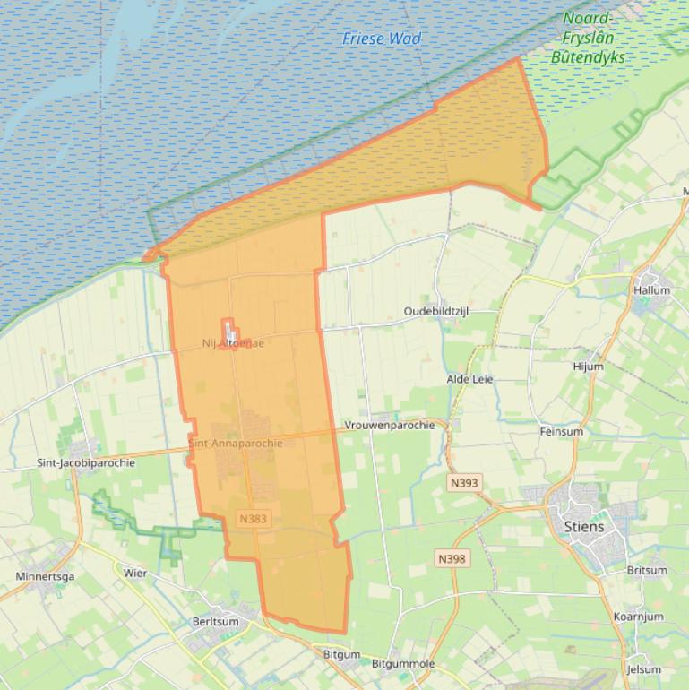 Kaart van postcodegebied 9076.