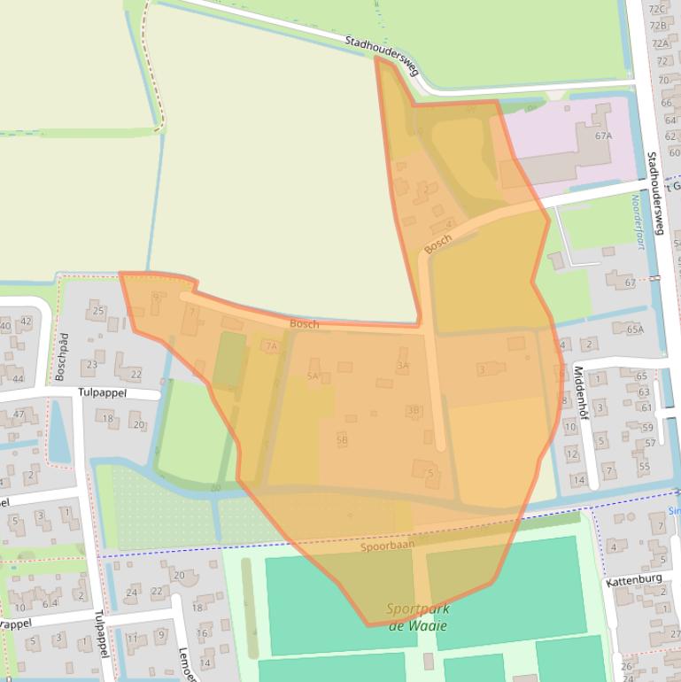 Kaart van postcodegebied 9076AJ.