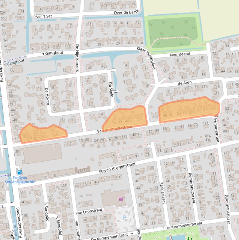 Kaart van postcodegebied 9076AK.