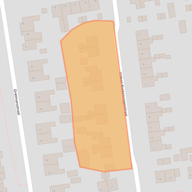 Kaart van postcodegebied 9076BE.