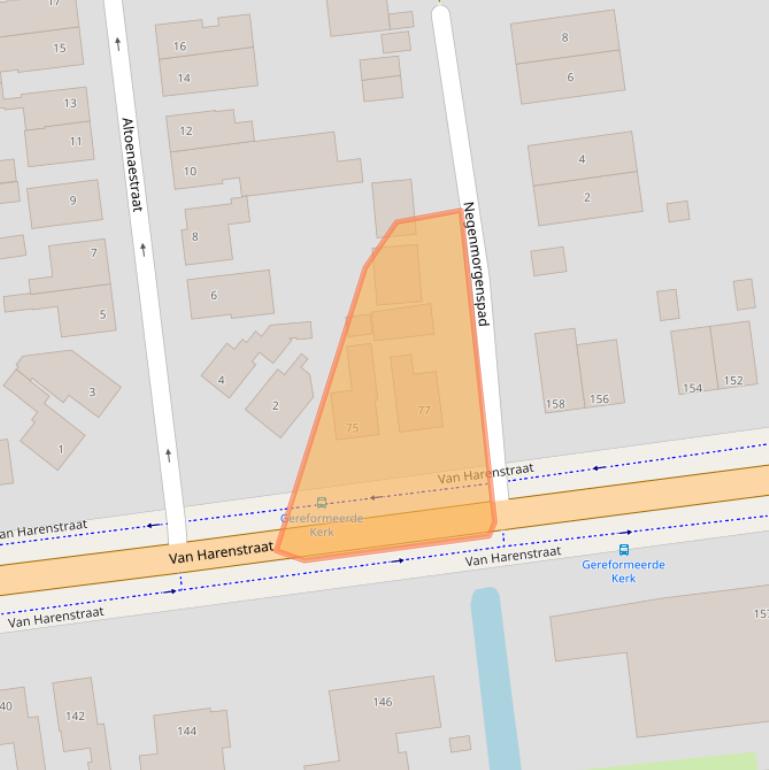 Kaart van postcodegebied 9076BV.