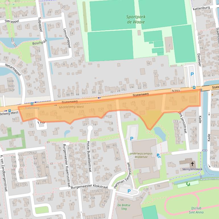 Kaart van postcodegebied 9076DR.