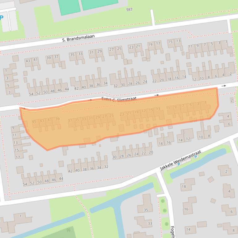 Kaart van postcodegebied 9076EE.