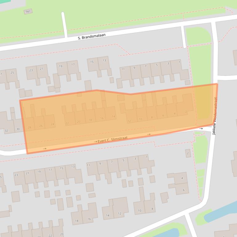 Kaart van postcodegebied 9076EG.