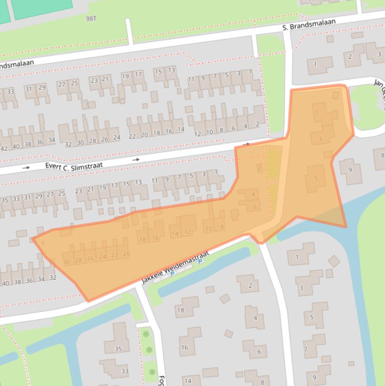 Kaart van postcodegebied 9076EK.