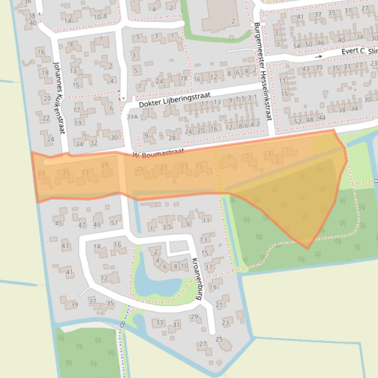 Kaart van postcodegebied 9076EM.