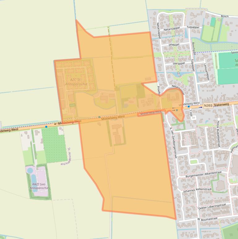 Kaart van postcodegebied 9076GE.