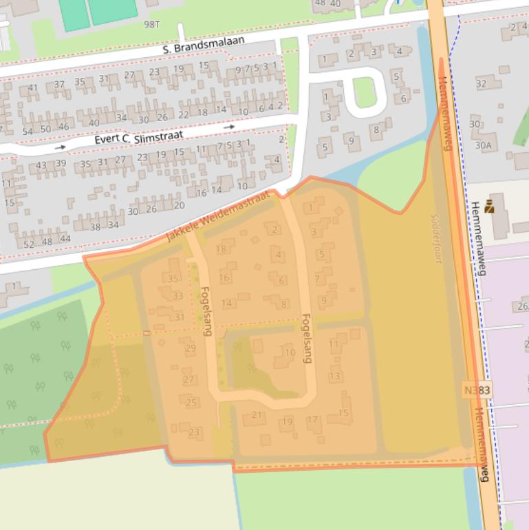 Kaart van postcodegebied 9076KA.