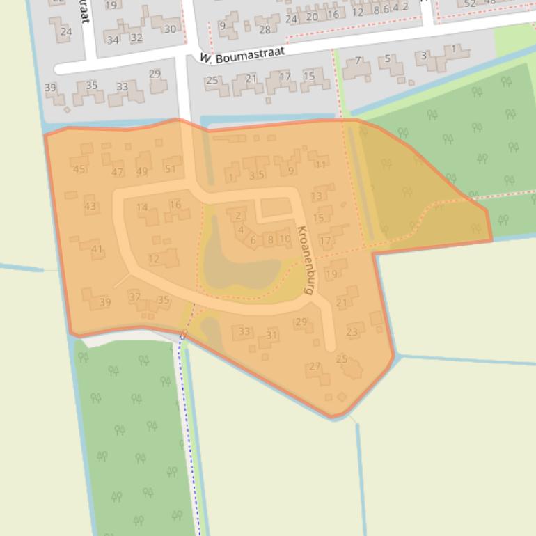 Kaart van postcodegebied 9076KB.