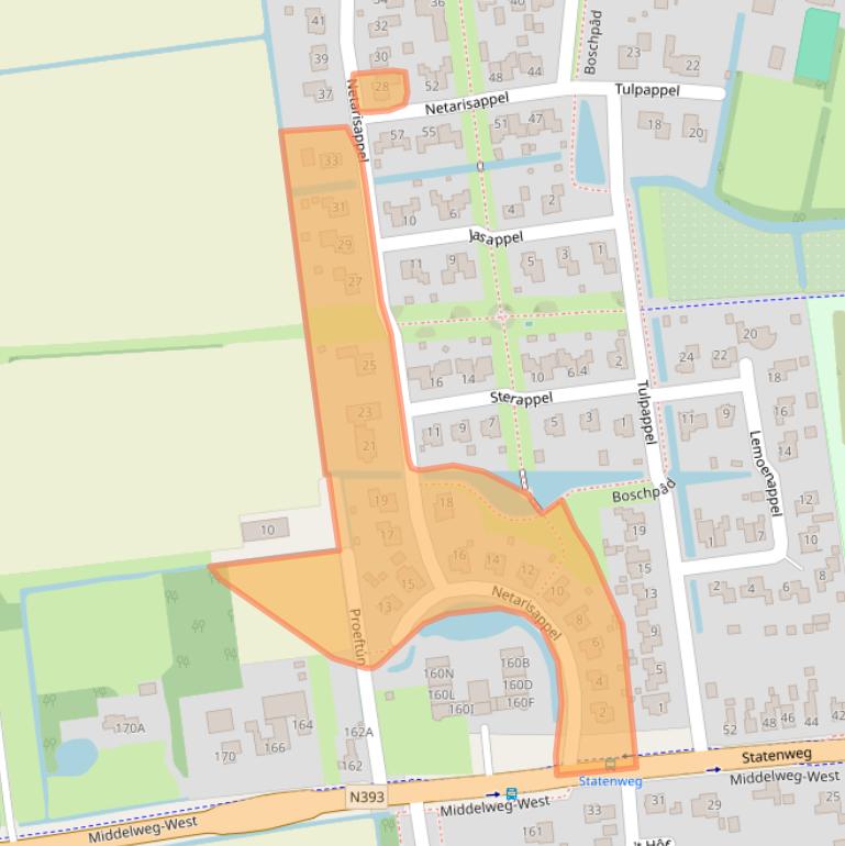 Kaart van postcodegebied 9076LB.