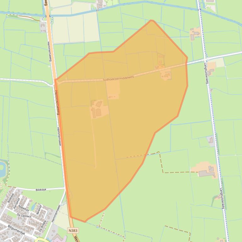 Kaart van postcodegebied 9076PJ.