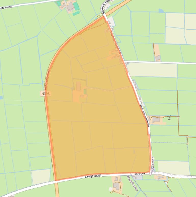 Kaart van postcodegebied 9077PZ.