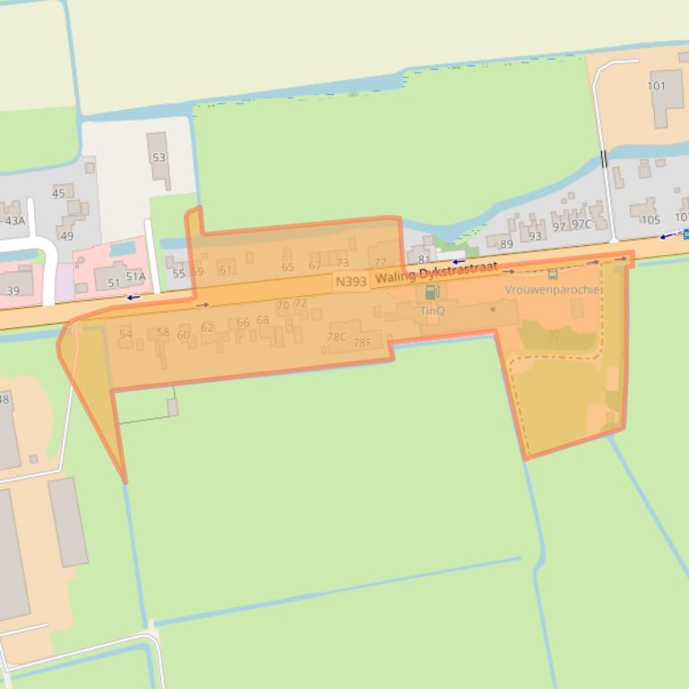 Kaart van postcodegebied 9077SR.