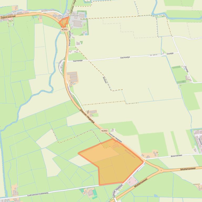 Kaart van postcodegebied 9077TZ.