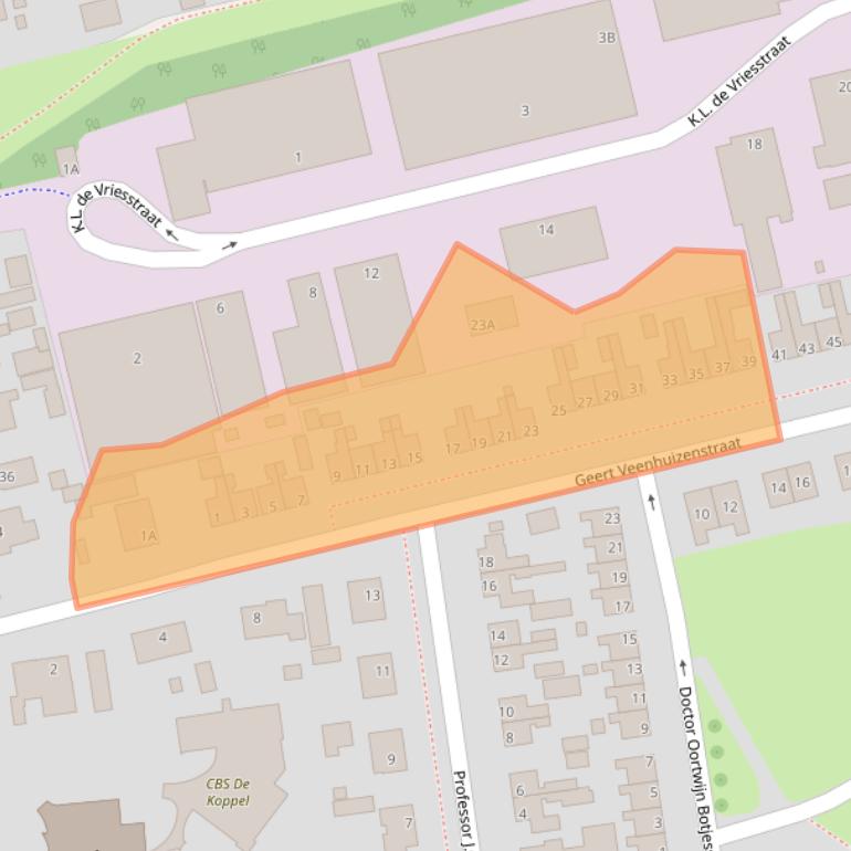 Kaart van postcodegebied 9079KL.