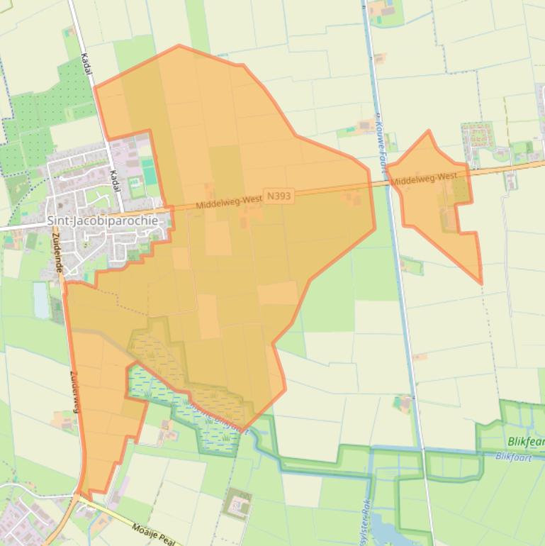 Kaart van postcodegebied 9079MK.