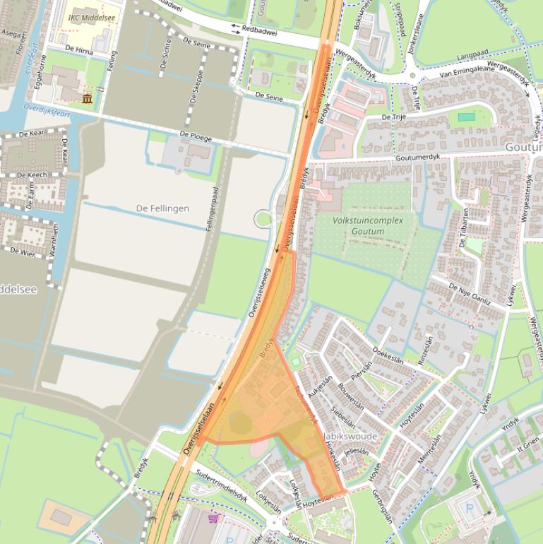 Kaart van postcodegebied 9084AJ.