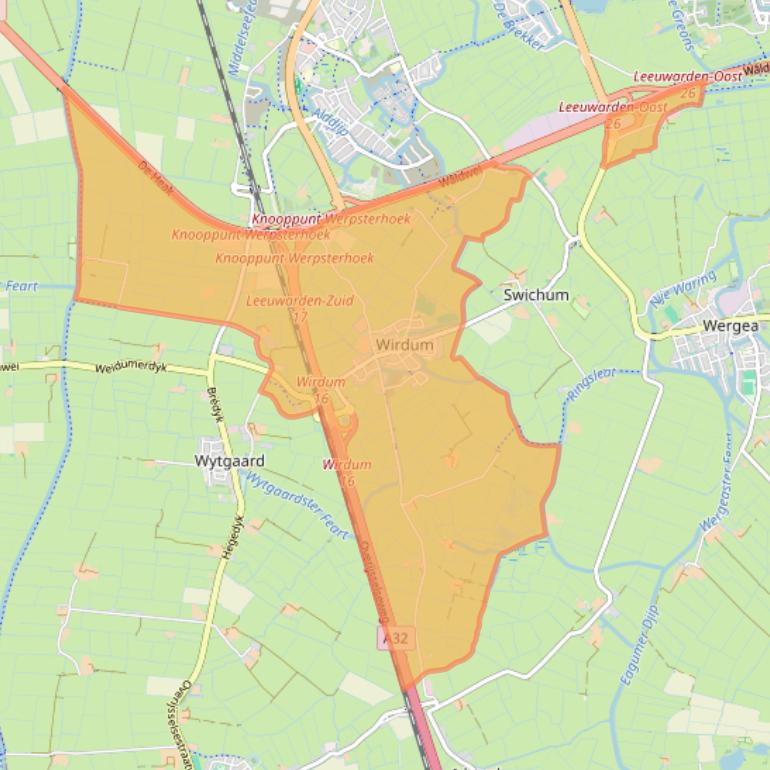 Kaartafbeelding, ingezoomd op postcodegebied 9088.