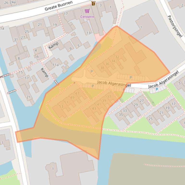 Kaart van postcodegebied 9088AV.