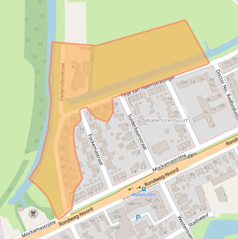 Kaart van postcodegebied 9101AJ.