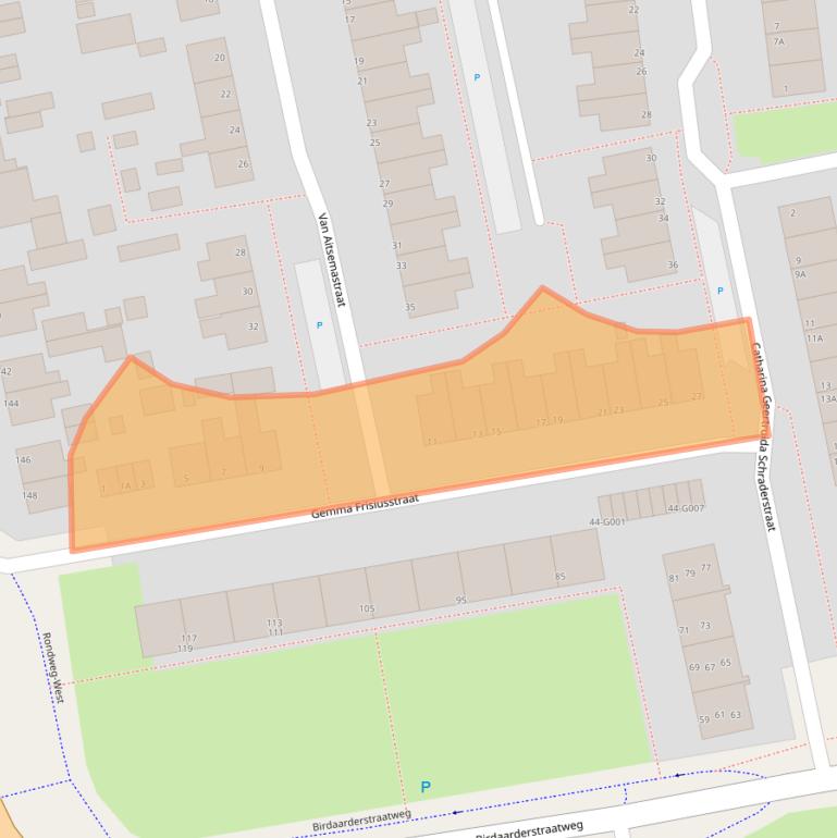 Kaart van postcodegebied 9101CC.