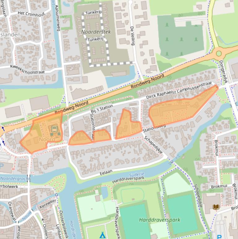 Kaart van postcodegebied 9101HX.
