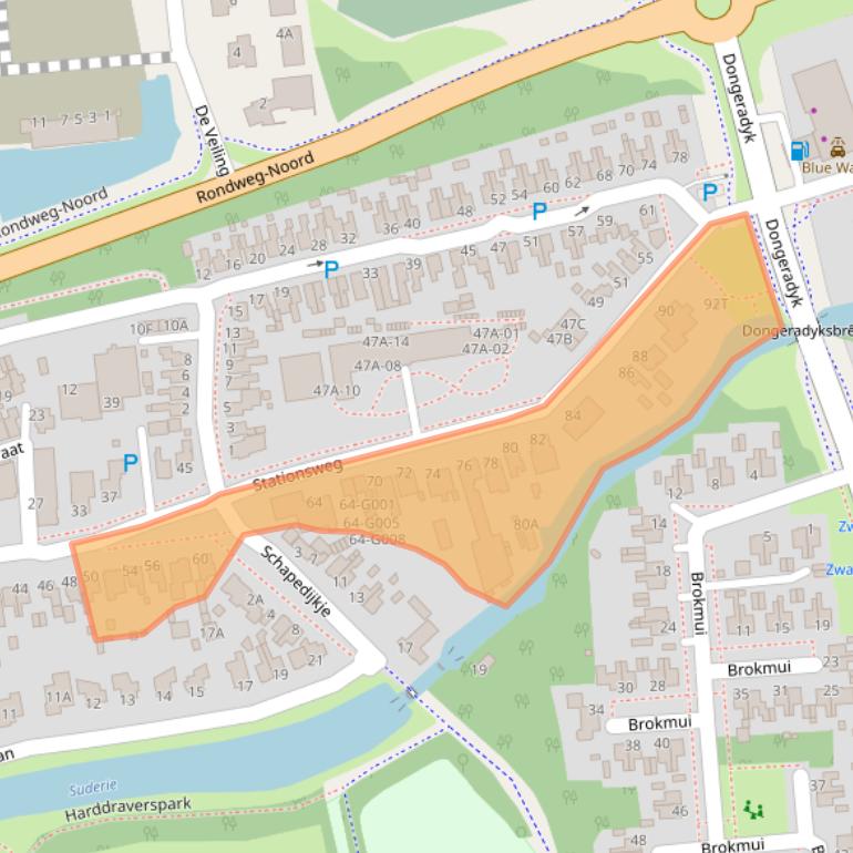 Kaart van postcodegebied 9101JA.