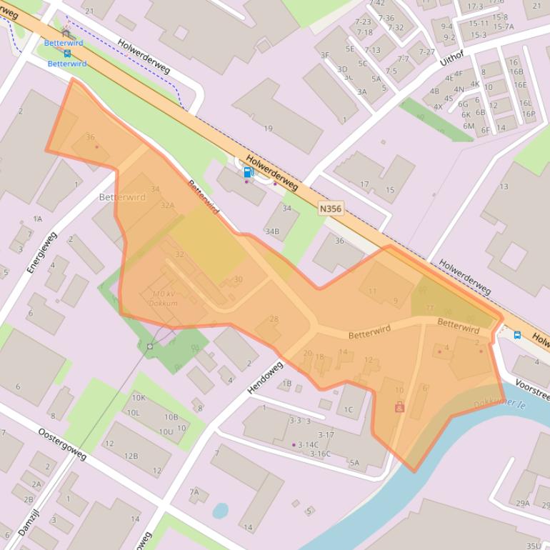 Kaart van postcodegebied 9101PB.