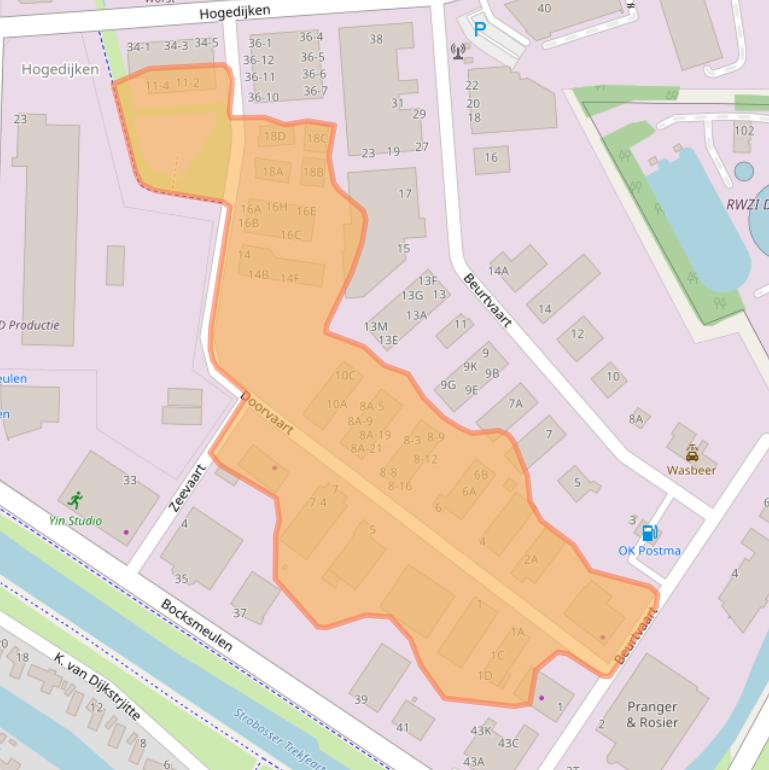 Kaart van postcodegebied 9101RE.