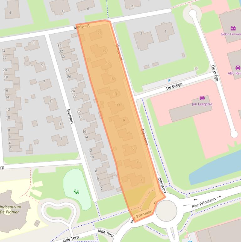 Kaart van postcodegebied 9101SG.