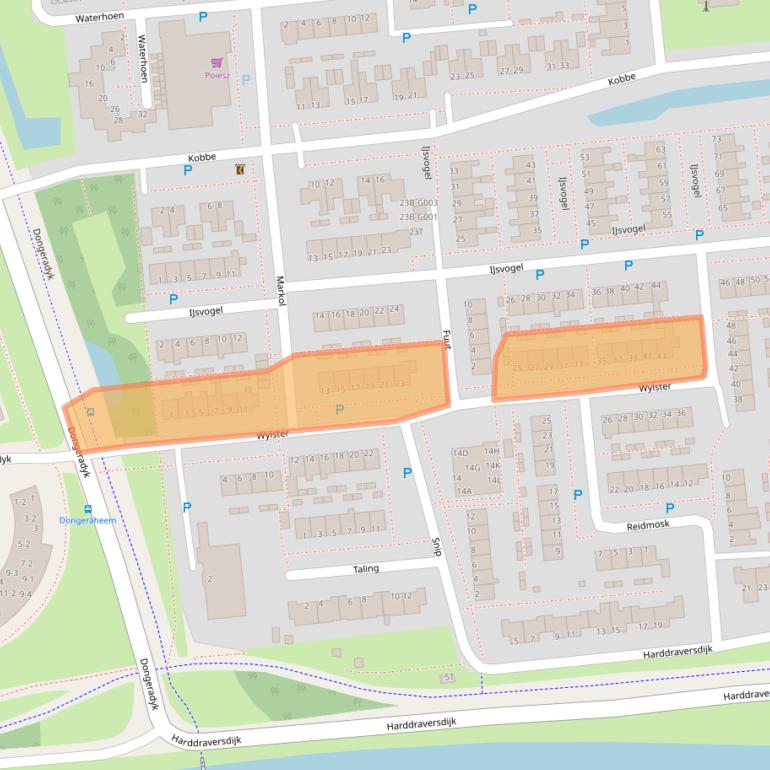 Kaart van postcodegebied 9101XZ.