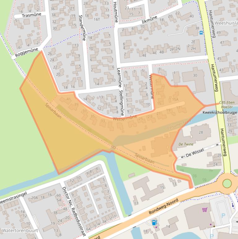 Kaart van postcodegebied 9102EA.