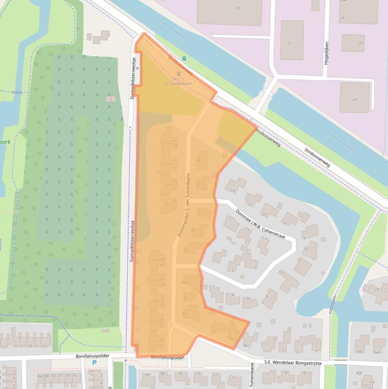 Kaart van postcodegebied 9103PS.