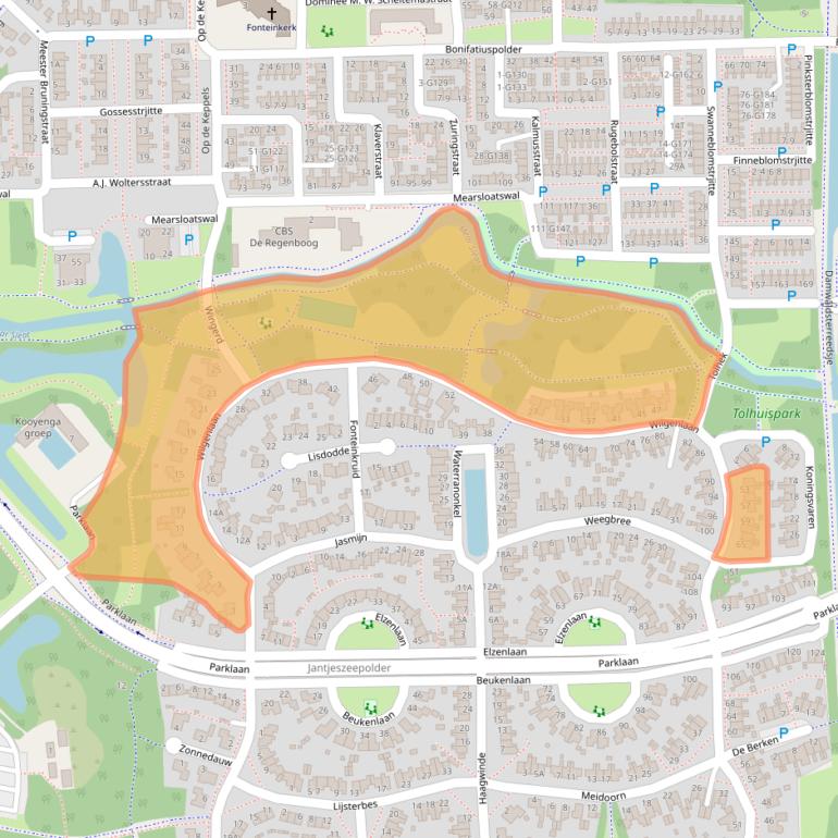 Kaart van postcodegebied 9103SB.
