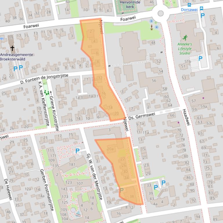 Kaart van postcodegebied 9104DL.