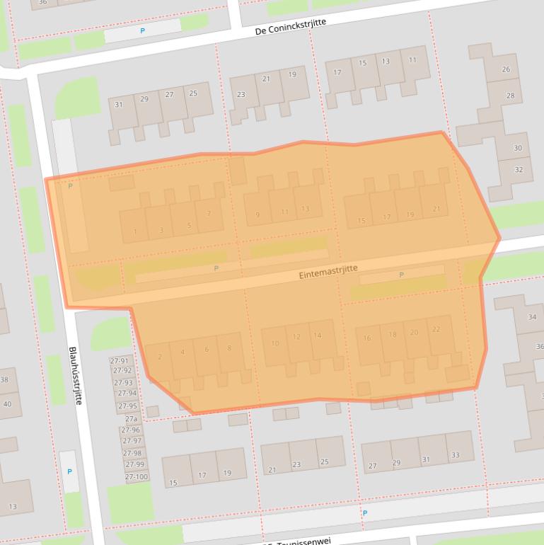 Kaart van postcodegebied 9104EW.
