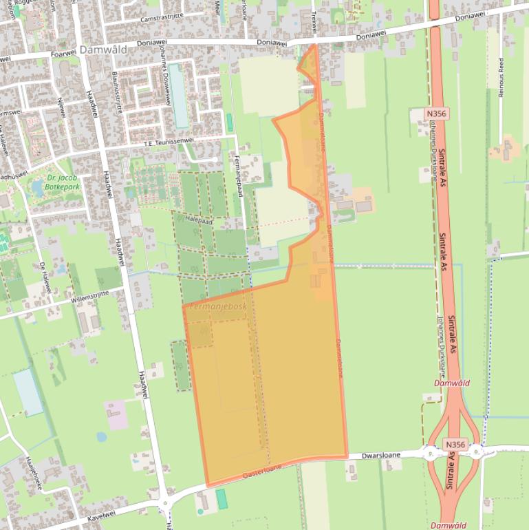 Kaart van postcodegebied 9104GT.