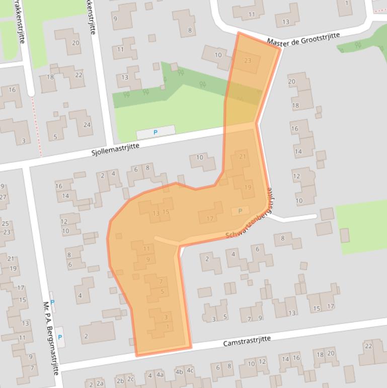 Kaart van postcodegebied 9104HJ.