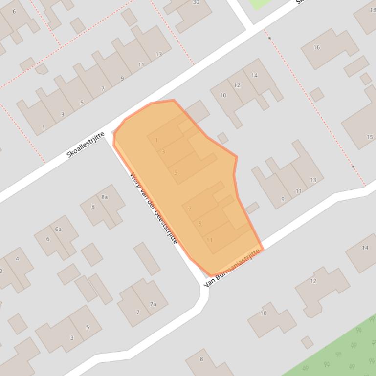 Kaart van postcodegebied 9105KN.