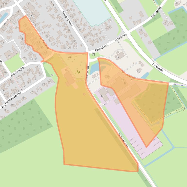 Kaart van postcodegebied 9105KT.