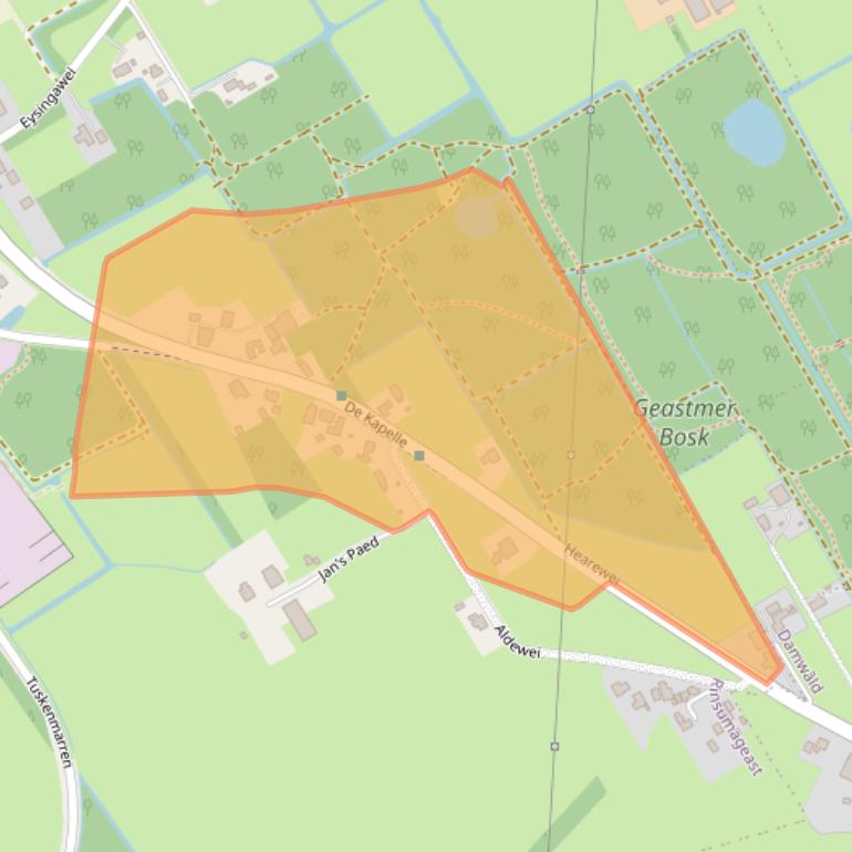 Kaart van postcodegebied 9105KV.