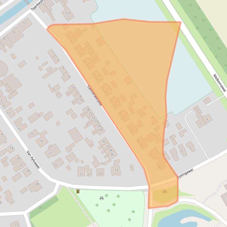 Kaart van postcodegebied 9105KX.