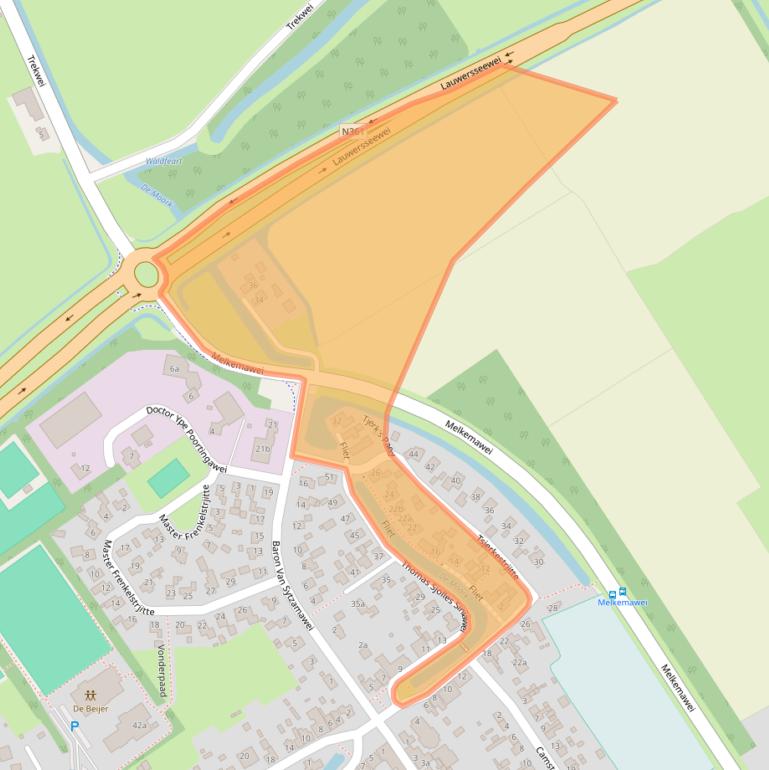 Kaart van postcodegebied 9105LC.