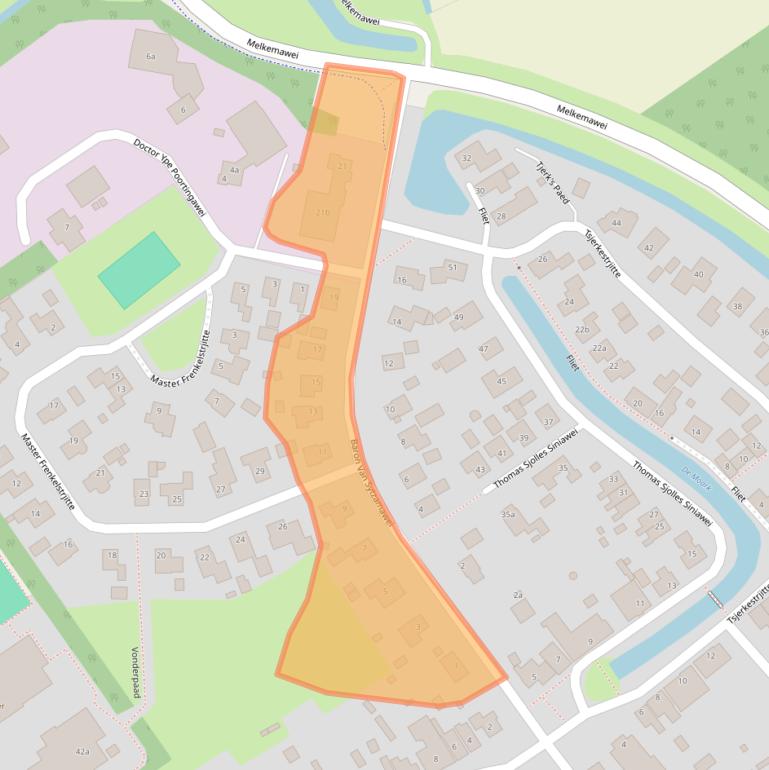 Kaart van postcodegebied 9105LG.