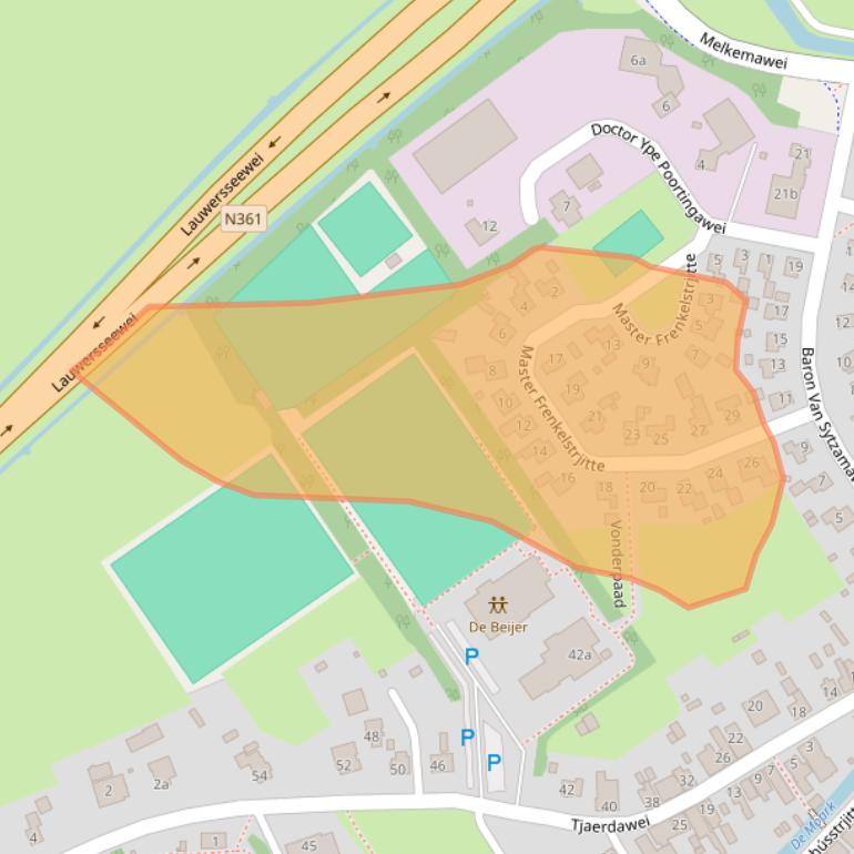 Kaart van postcodegebied 9105LK.