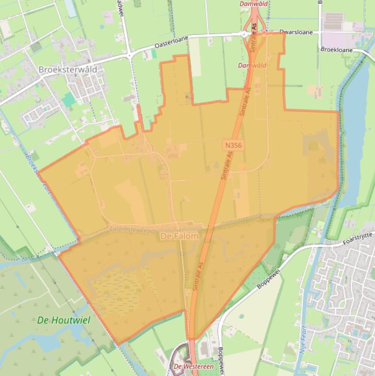 Kaartafbeelding, ingezoomd op postcodegebied 9109.