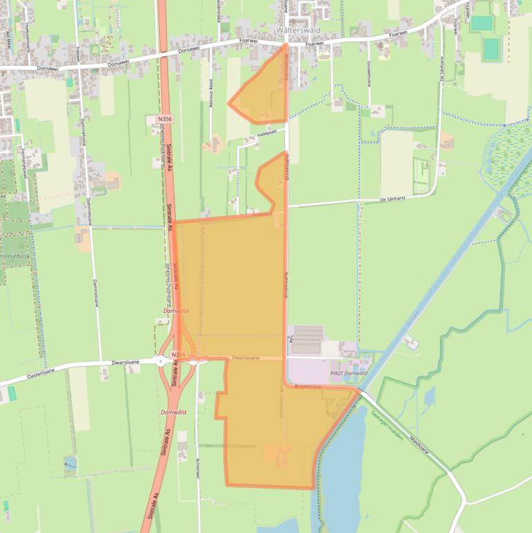 Kaart van postcodegebied 9113AW.